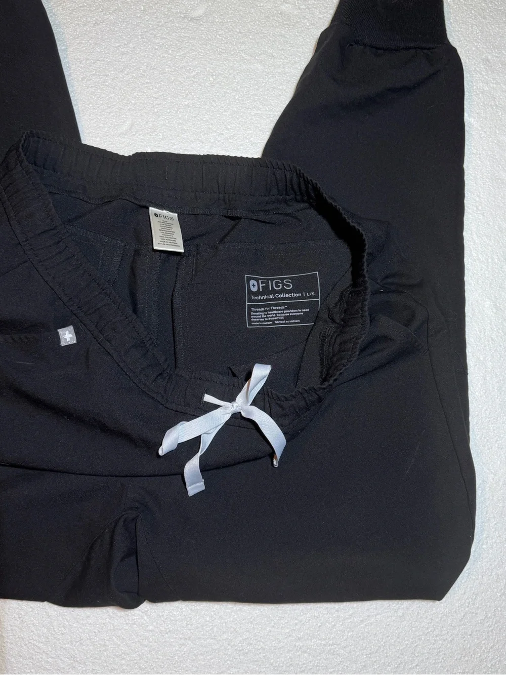 Figs Black Men's Technical Collection Jogger with Gray Drawstring L